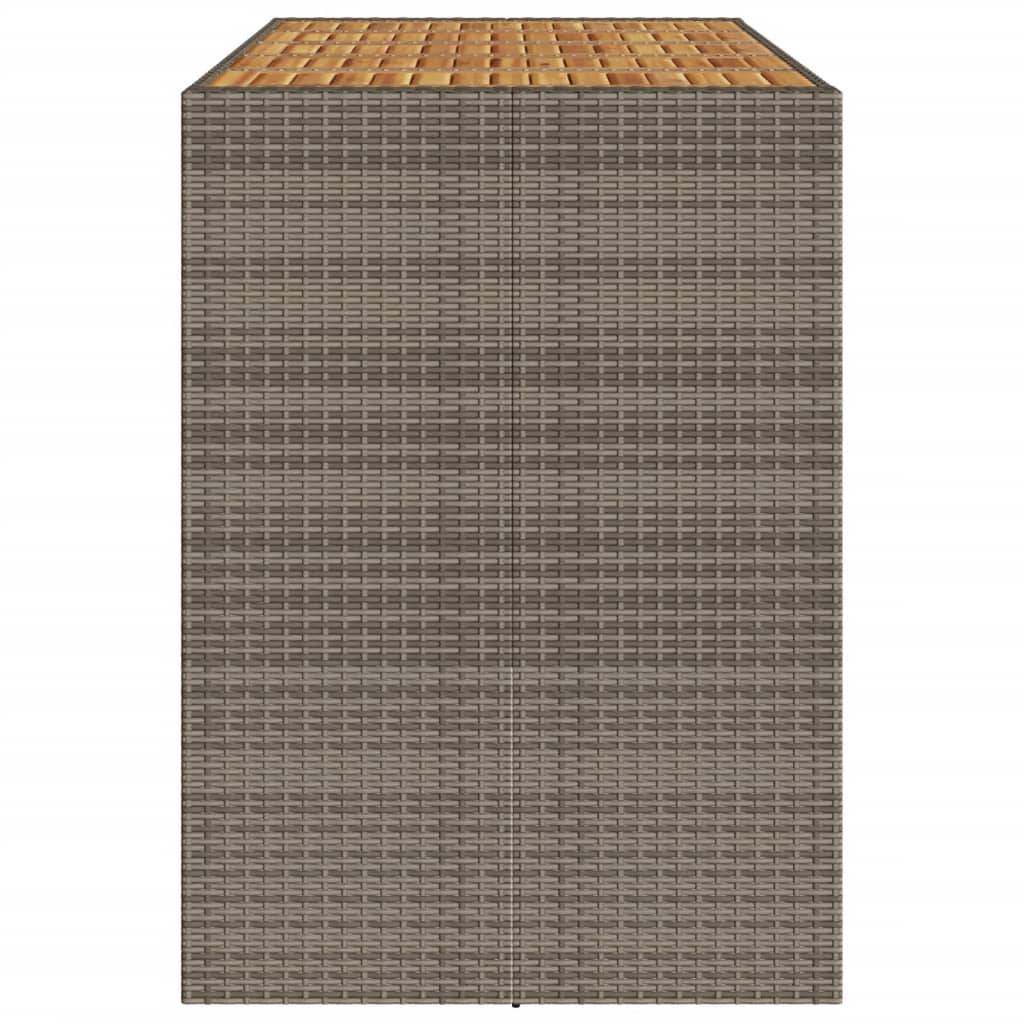 Table de bar jardin résine tressée et bois acacia gris 185 x 80 x 110 cm - PANGIVO - Image 6
