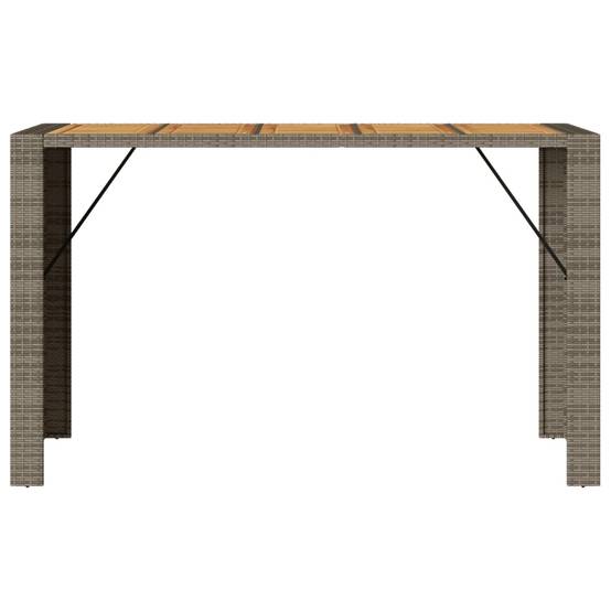 Table de bar jardin résine tressée et bois acacia gris 185 x 80 x 110 cm - PANGIVO - Image 5