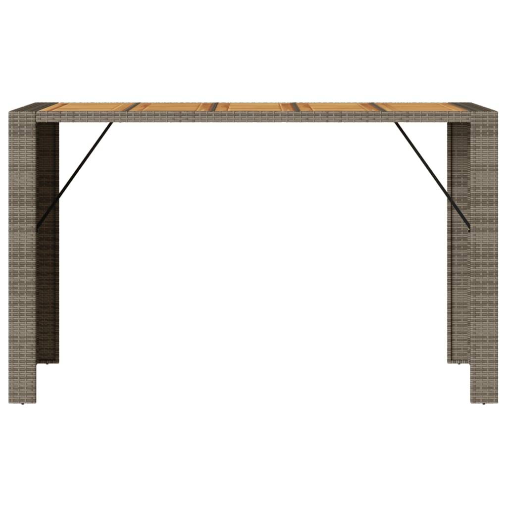 Table de bar jardin résine tressée et bois acacia gris 185 x 80 x 110 cm - PANGIVO - Image 5
