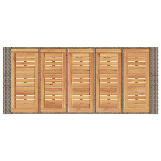 Table de bar jardin résine tressée et bois acacia gris 185 x 80 x 110 cm - PANGIVO - Image 7