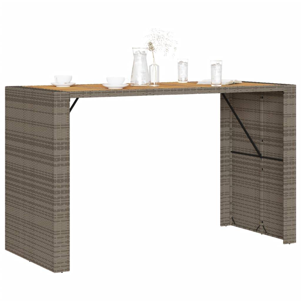 Table de bar jardin résine tressée et bois acacia gris 185 x 80 x 110 cm - PANGIVO - Image 4