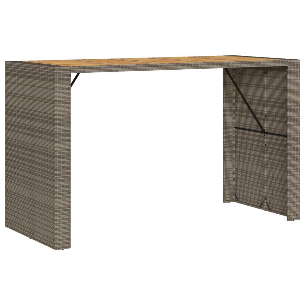 Table de bar jardin résine tressée et bois acacia gris 185 x 80 x 110 cm - PANGIVO - Image 2
