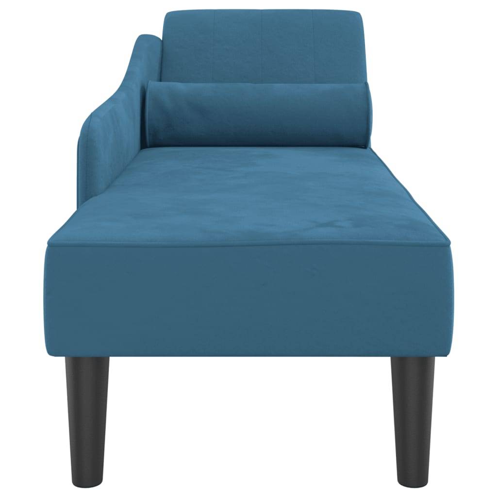 Chaise longue | Transat | Bain de soleil avec coussins bleu velours - Image 4