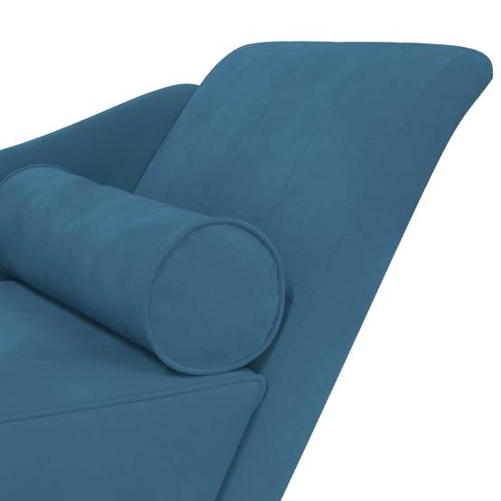 Chaise longue | Transat | Bain de soleil avec coussins bleu velours - Image 6