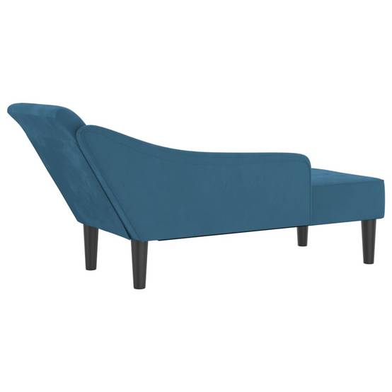 Chaise longue | Transat | Bain de soleil avec coussins bleu velours - Image 5