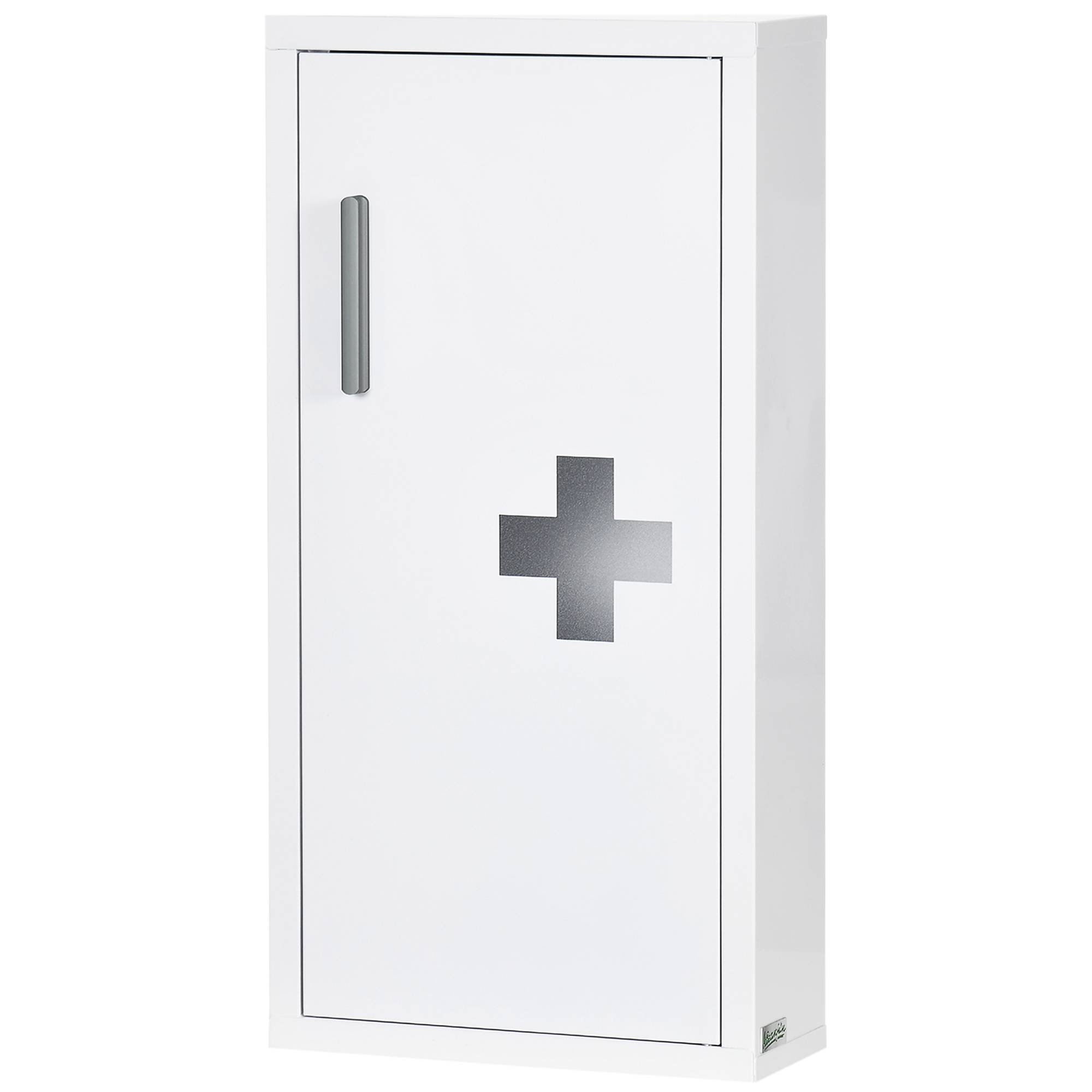 Sans Marque - Armoire pharmacie 3 compartiments intérieurs fermeture magnétique symbole croix boîtier acier blanc 30x12x60 cm - Image 2