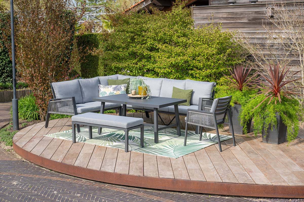Garden Impressions - Ensemble salon de jardin Andrea - table haute - 5 places - gris clair - Imagen 2