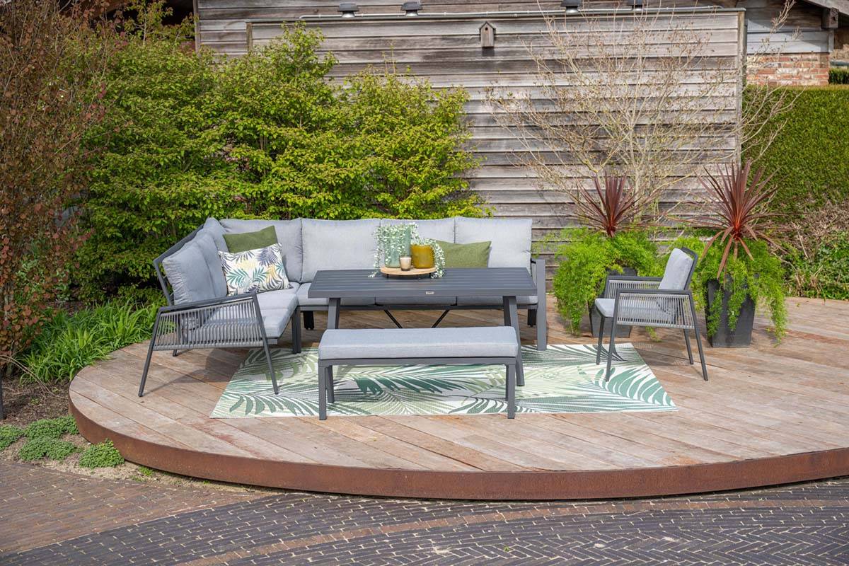 Garden Impressions - Ensemble salon de jardin Andrea - table haute - 5 places - gris clair - Imagen 7