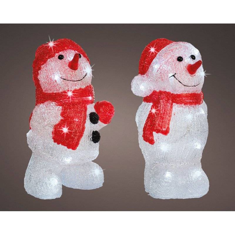 Luminéo - Muñeco de nieve decorativo de acrílico 18 x 18 x 29 cm - LUMINEO