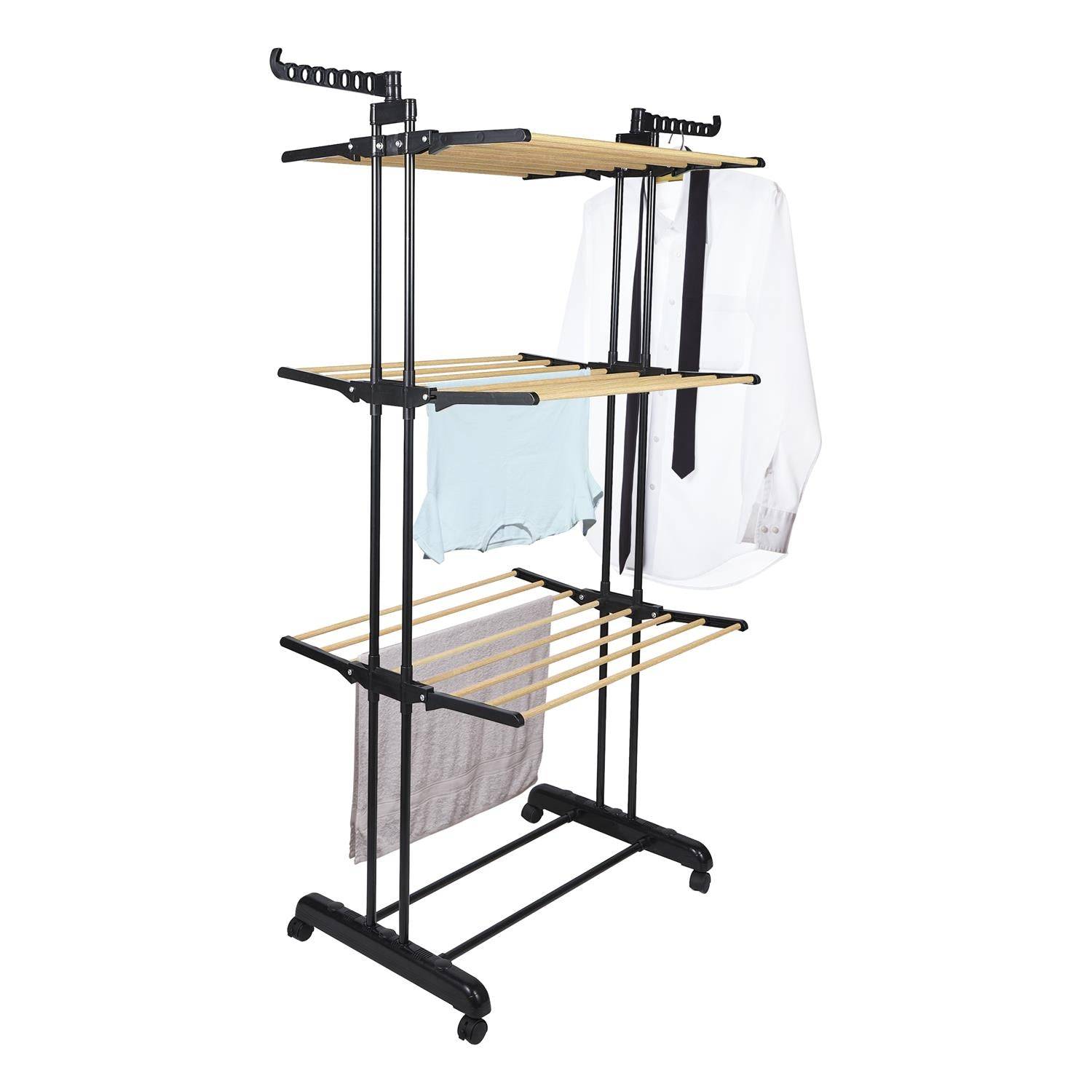 Importdistrib - Etendoir séchoir a linge Effet Bois 3 Etages 73x64x173cm IMPORTDISTRIB - Imagen 1