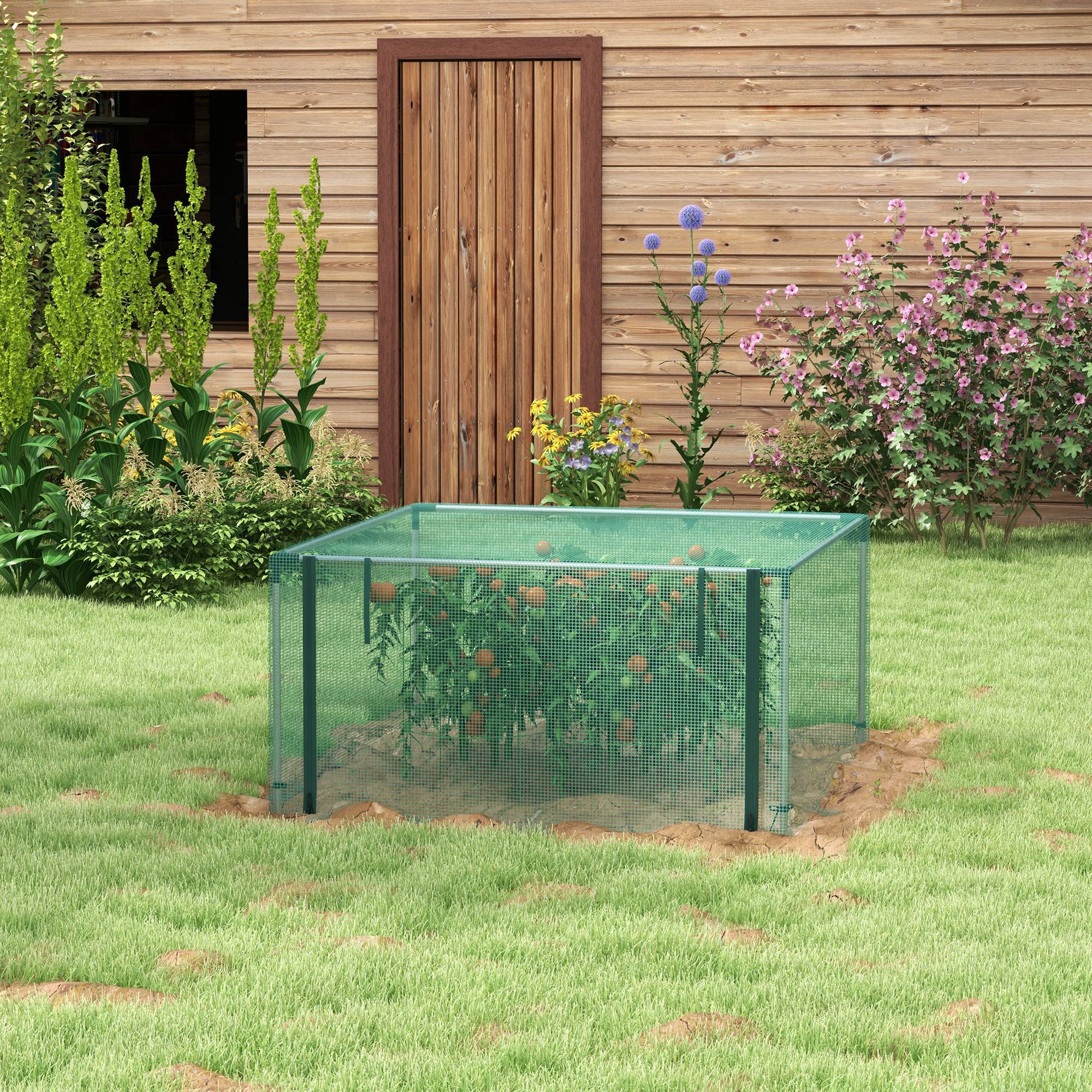 Filet de protection potager acier vert et argent 125 x 125 x 62.5 cm - PANGIVO - Image 4