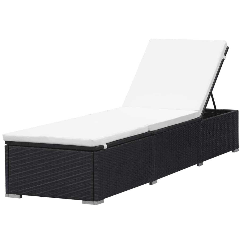 Vidaxl - Chaises longues avec coussins lot de 2 Résine tressée Noir vidaXL 277088 - Imagen 9