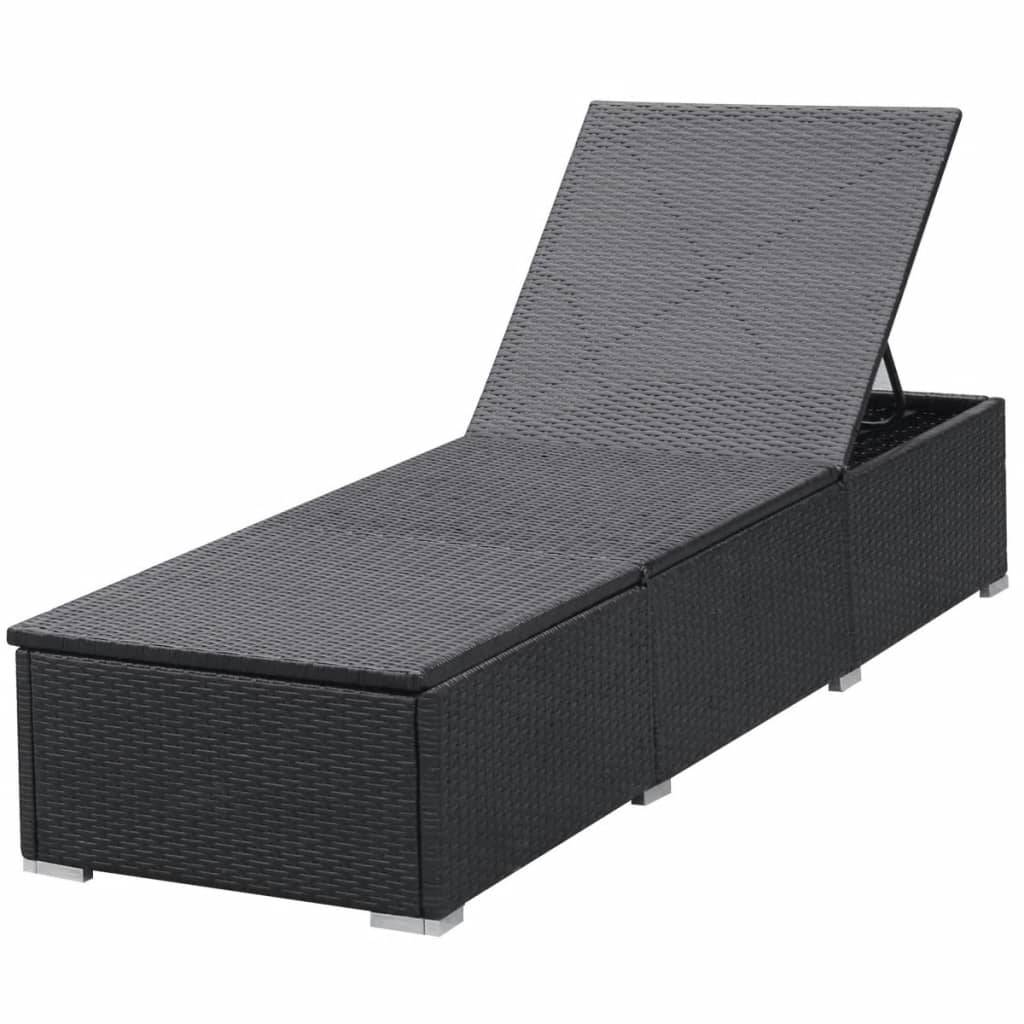 Vidaxl - Chaises longues avec coussins lot de 2 Résine tressée Noir vidaXL 277088 - Imagen 5