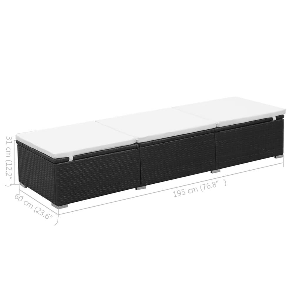 Vidaxl - Chaises longues avec coussins lot de 2 Résine tressée Noir vidaXL 277088 - Imagen 3