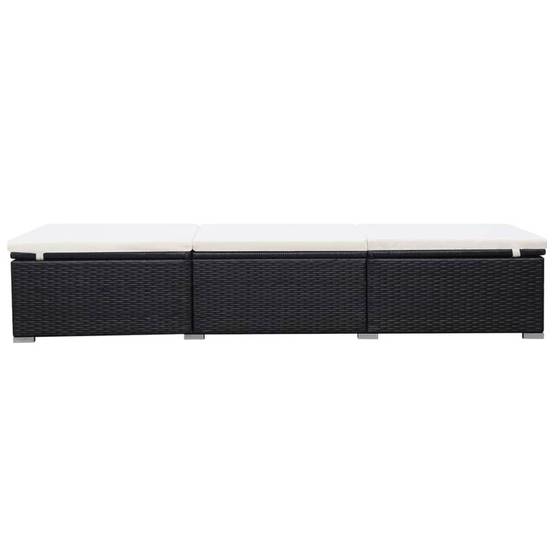 Vidaxl - Chaises longues avec coussins lot de 2 Résine tressée Noir vidaXL 277088 - Imagen 7