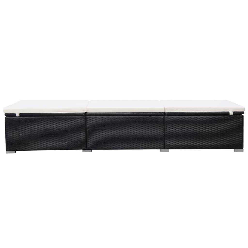 Vidaxl - Chaises longues avec coussins lot de 2 Résine tressée Noir vidaXL 277088 - Imagen 7