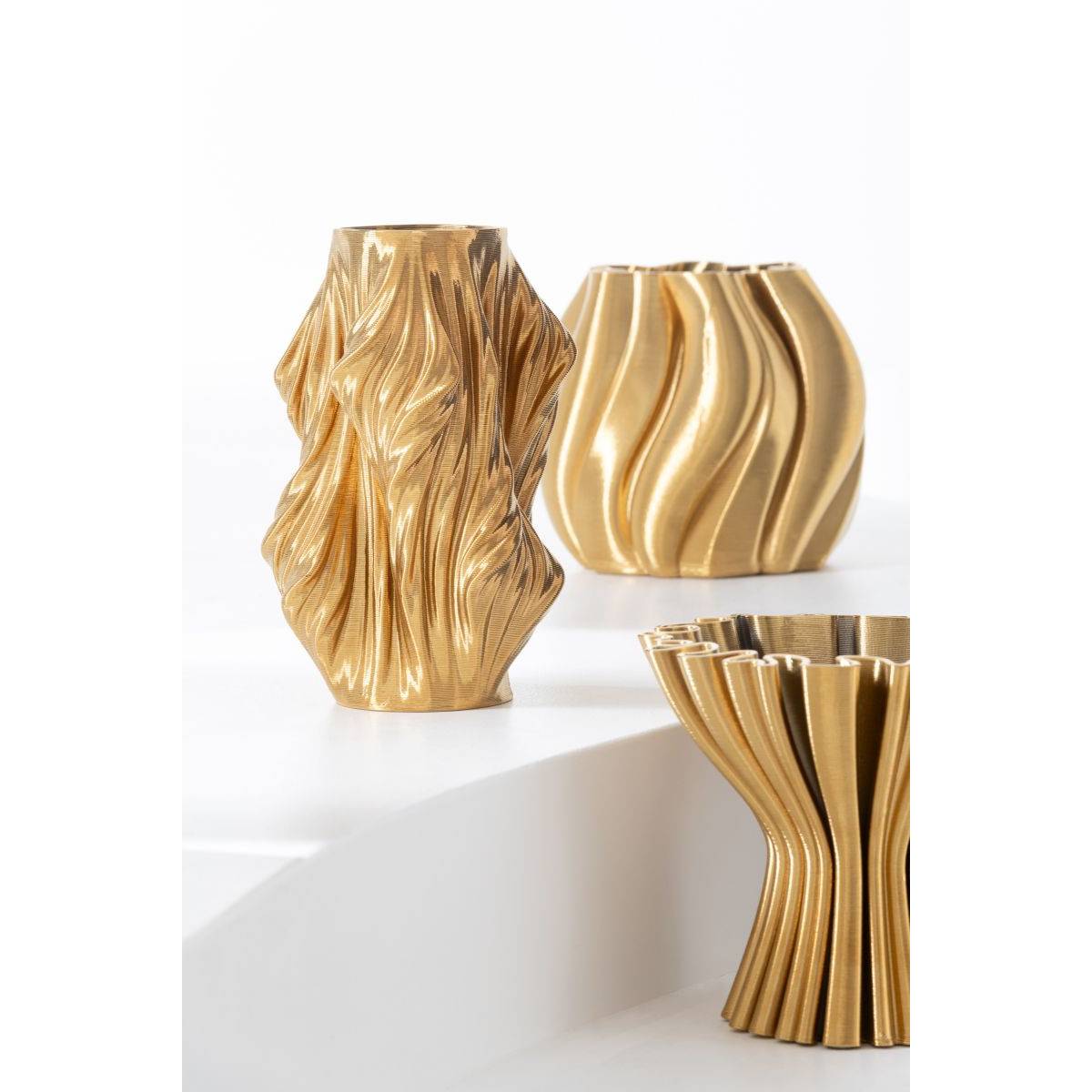 J-Line - Vase Déco en Porcelaine "Impression 3D" 41cm Doré - Image 3