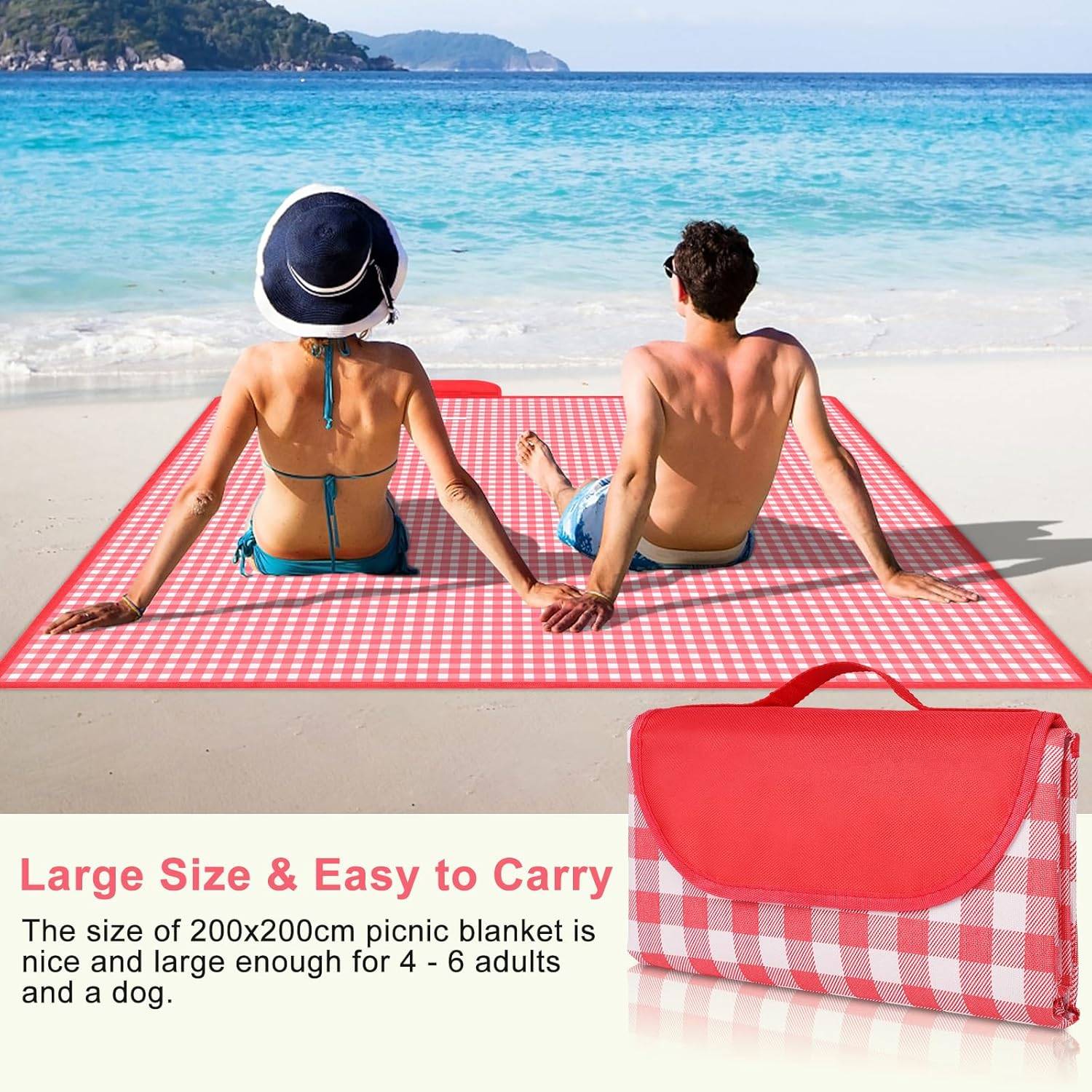 scuddles Grande Couverture de Pique-Nique & Extérieur avec Double Couche pour l'Extérieur, Résistante à l'eau, Tapis Pratique avec Sac, Idéale pour Le