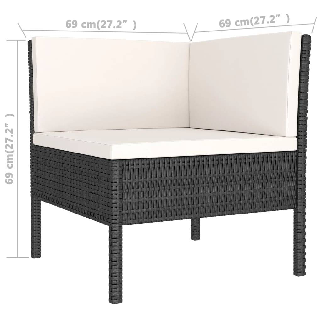 Helloshop26 - Salon de jardin meuble d'extérieur ensemble de mobilier 7 pièces avec coussins résine tressée noir - Imagen 7