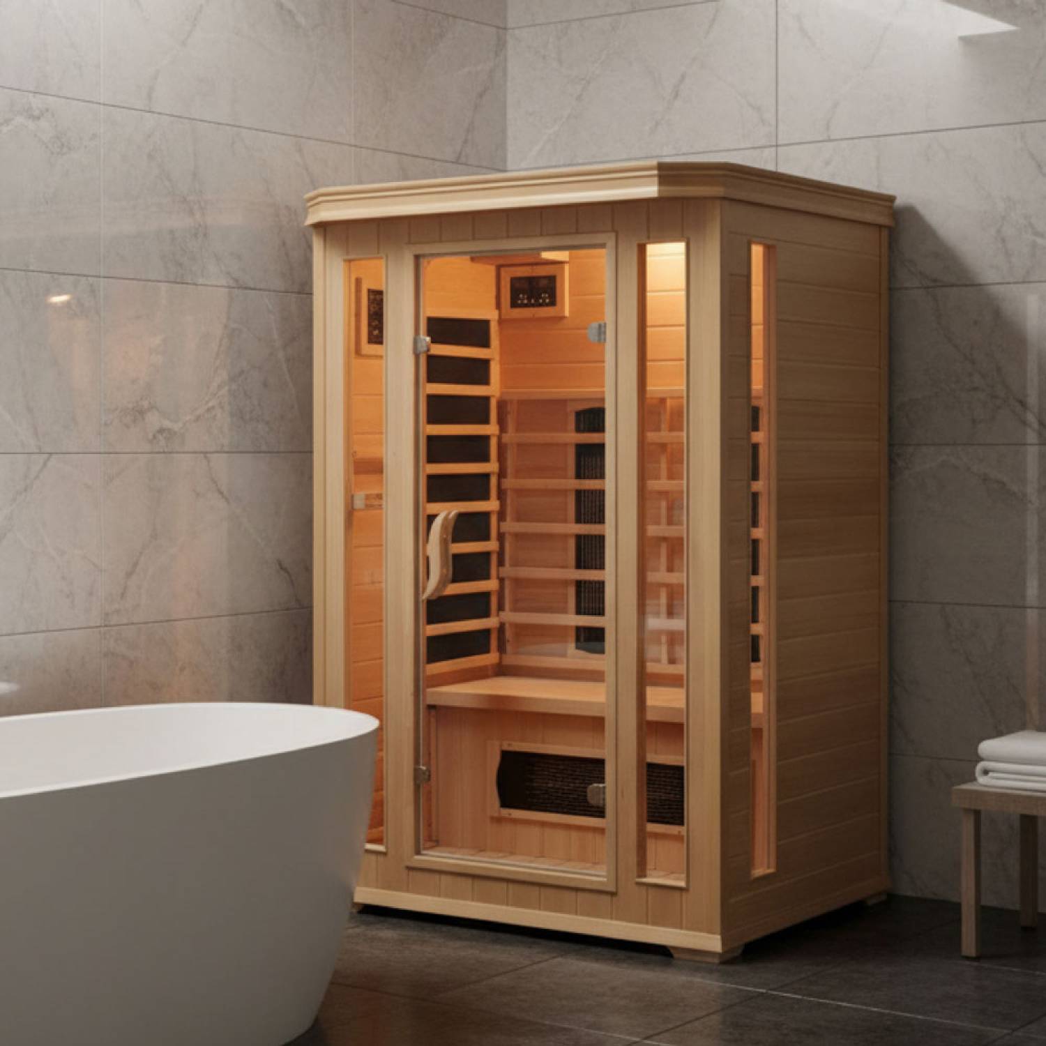 Cabine de sauna luxe infrarouge 2 places NARVIK - Image 2