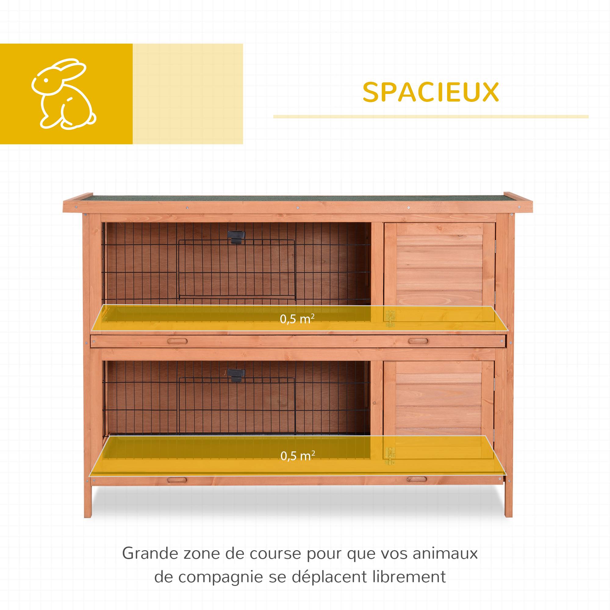 Clapier sur pieds bois pin double niveau plateaux coulissants 137x50x93cm rouge - ComfortXL Outdoor Living - Image 6