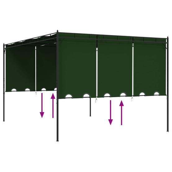 Pergola Bioclimatique Aluminium Polyester Jardin Toit Lames Rideaux Inclus 4x3m Vert - ComfortXL Outdoor Living - Image 7