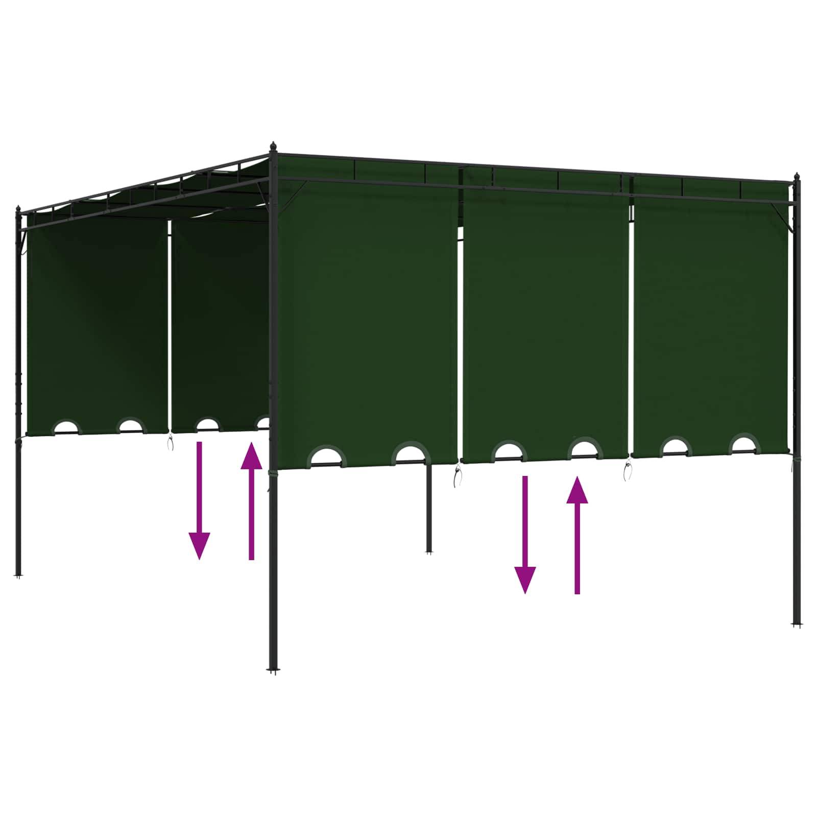 Pergola Bioclimatique Aluminium Polyester Jardin Toit Lames Rideaux Inclus 4x3m Vert - ComfortXL Outdoor Living - Image 7