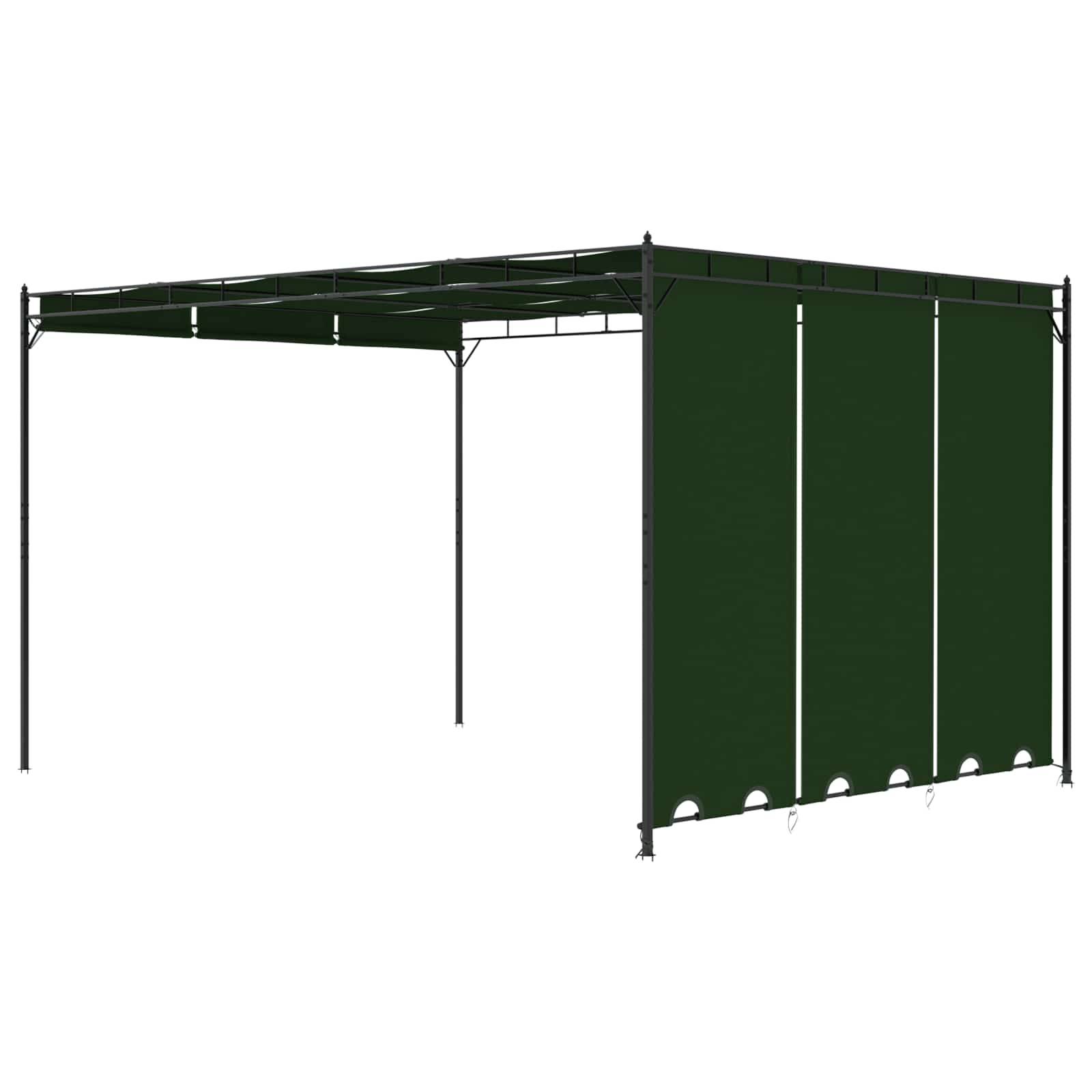Pergola Bioclimatique Aluminium Polyester Jardin Toit Lames Rideaux Inclus 4x3m Vert - ComfortXL Outdoor Living - Image 5
