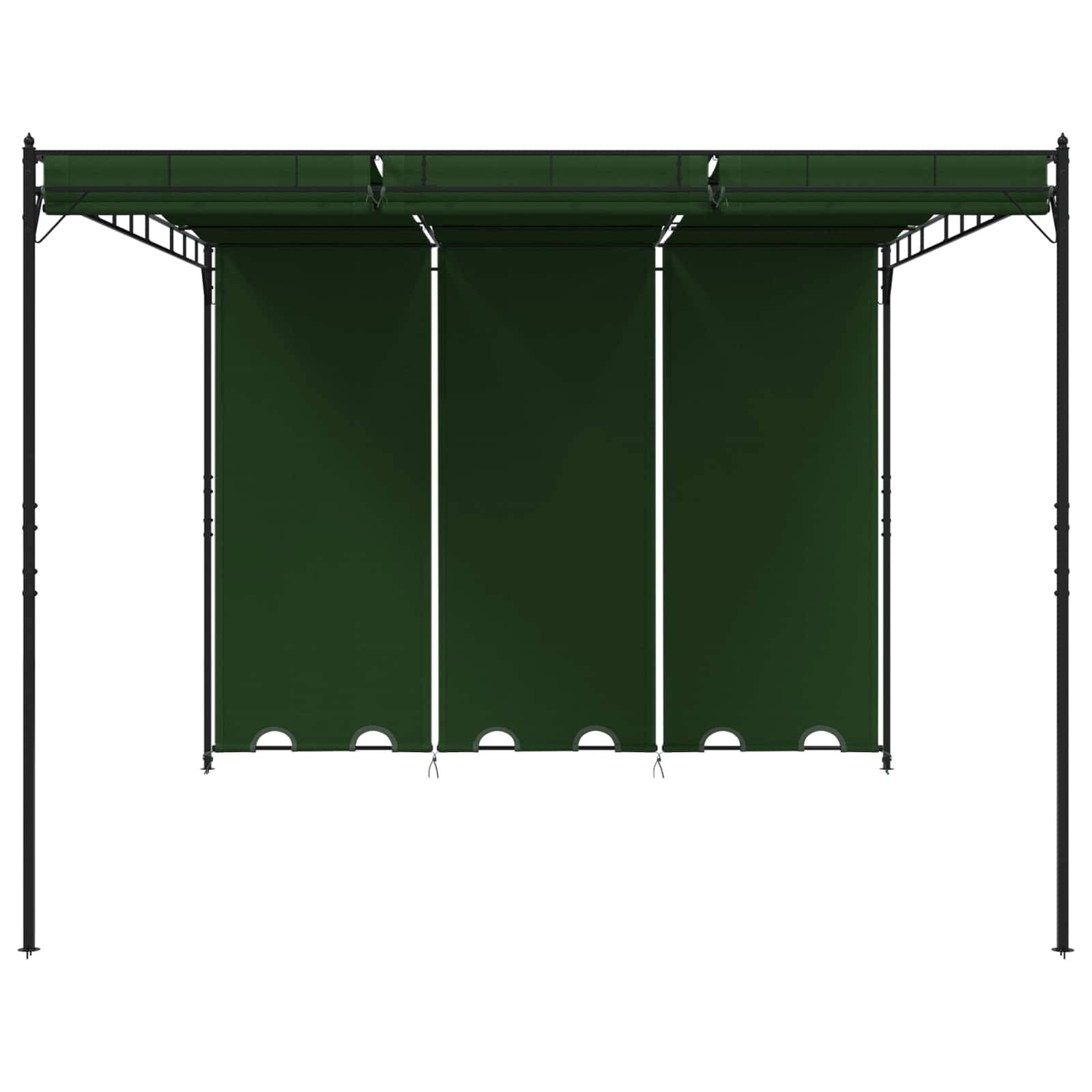Pergola Bioclimatique Aluminium Polyester Jardin Toit Lames Rideaux Inclus 4x3m Vert - ComfortXL Outdoor Living - Image 3