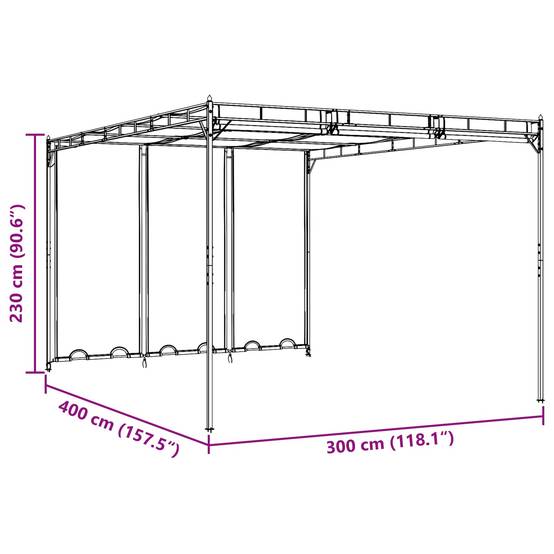 Pergola Bioclimatique Aluminium Polyester Jardin Toit Lames Rideaux Inclus 4x3m Vert - ComfortXL Outdoor Living - Image 9