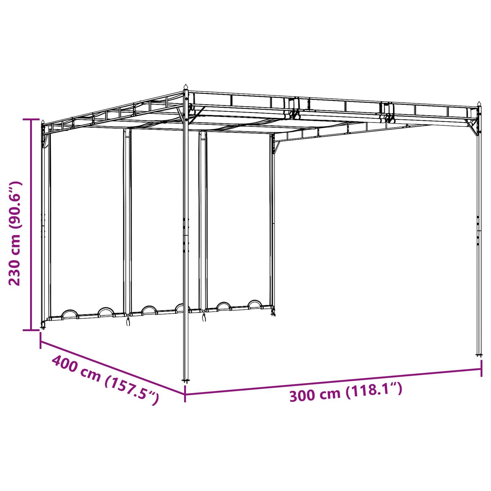 Pergola Bioclimatique Aluminium Polyester Jardin Toit Lames Rideaux Inclus 4x3m Vert - ComfortXL Outdoor Living - Image 9