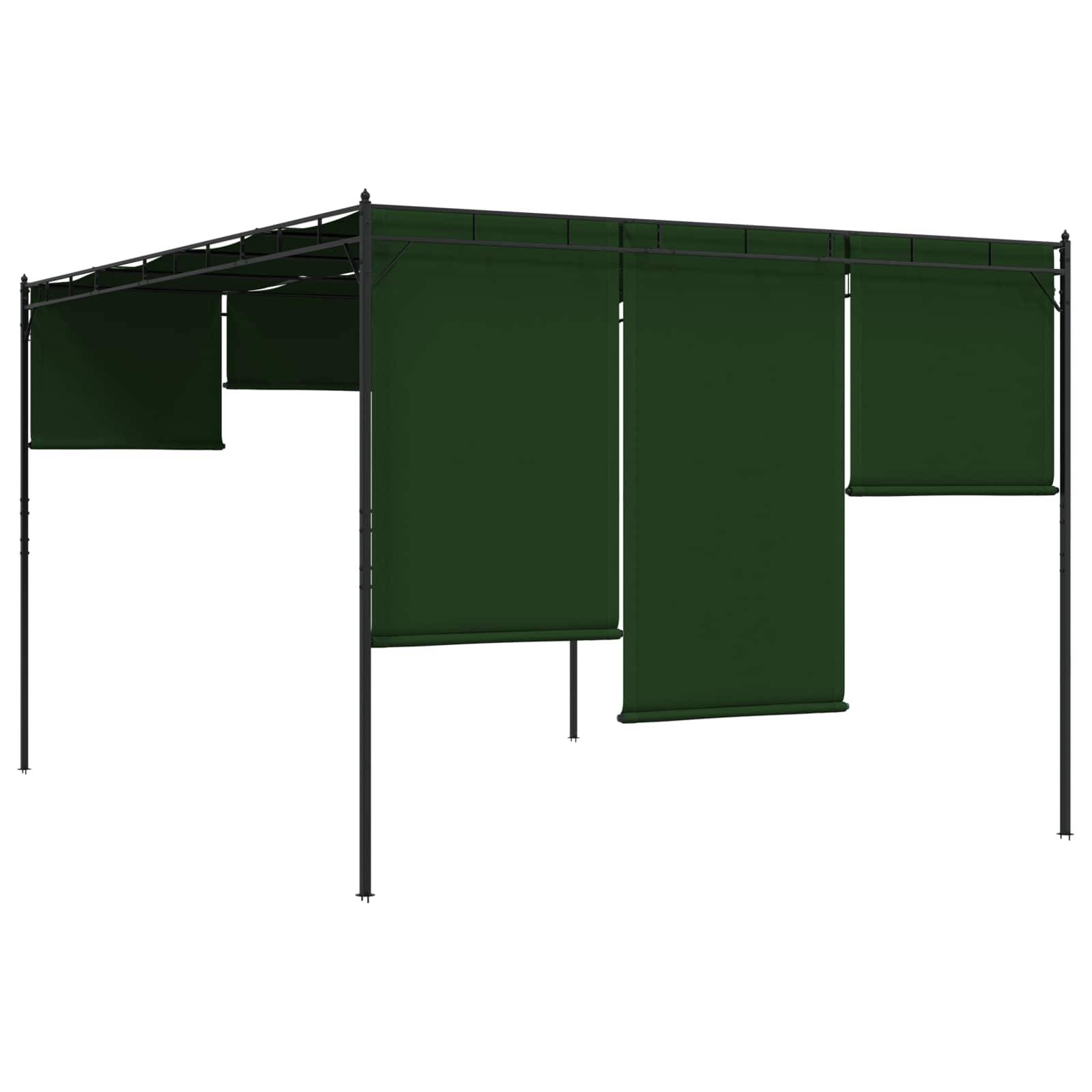 Pergola Bioclimatique Aluminium Polyester Jardin Toit Lames Rideaux Inclus 4x3m Vert - ComfortXL Outdoor Living - Image 2