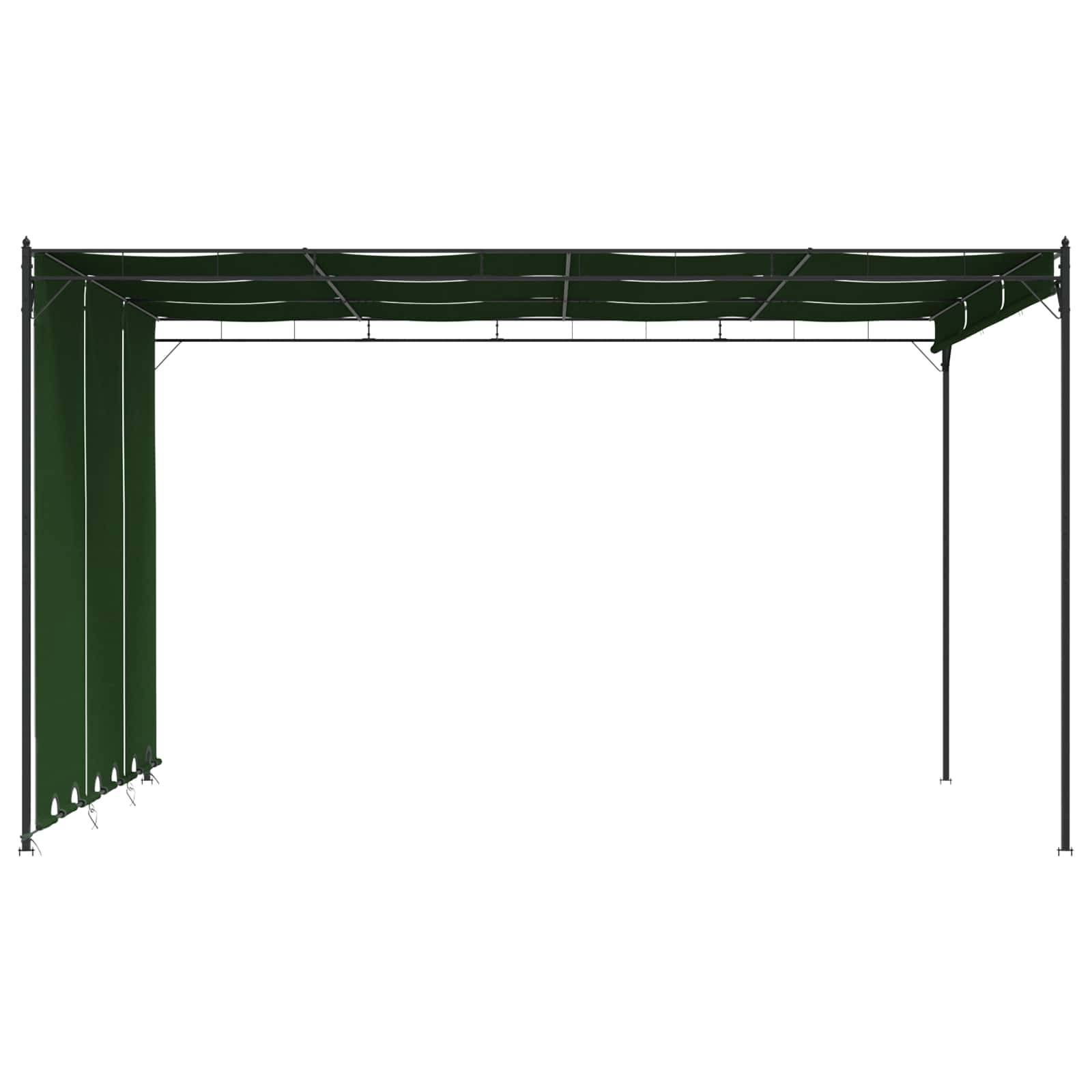 Pergola Bioclimatique Aluminium Polyester Jardin Toit Lames Rideaux Inclus 4x3m Vert - ComfortXL Outdoor Living - Image 4