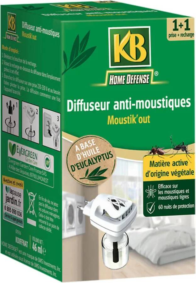 KB Home Defense - Prise électrique moustique naturelle + recharges