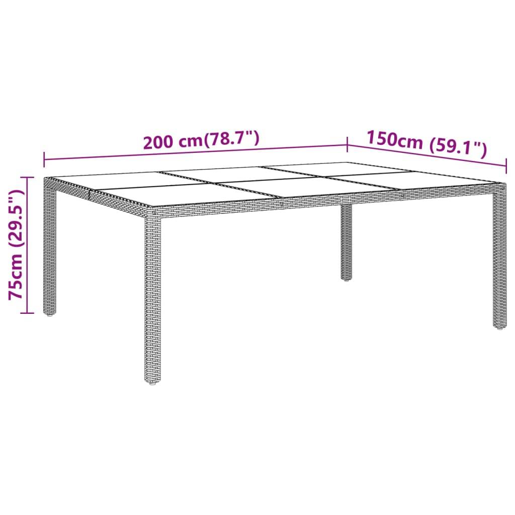 PANGIVO - Table de jardin beige résine tressée et verre trempé 200 x 150 x 75 cm - PANGIVO - Image 5