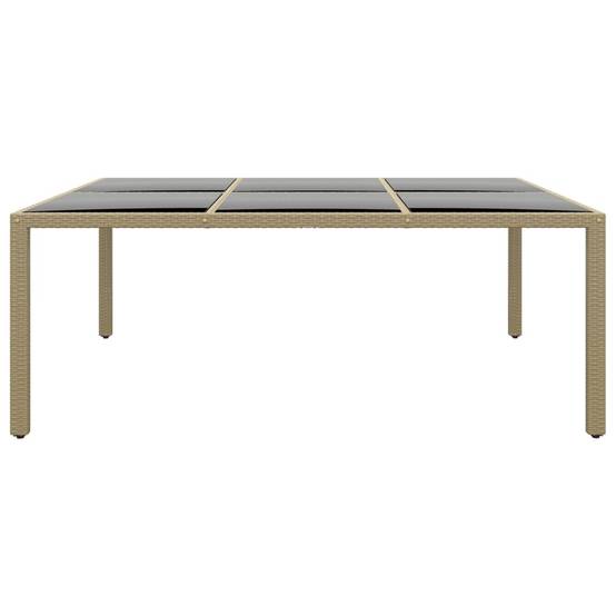 PANGIVO - Table de jardin beige résine tressée et verre trempé 200 x 150 x 75 cm - PANGIVO - Image 2