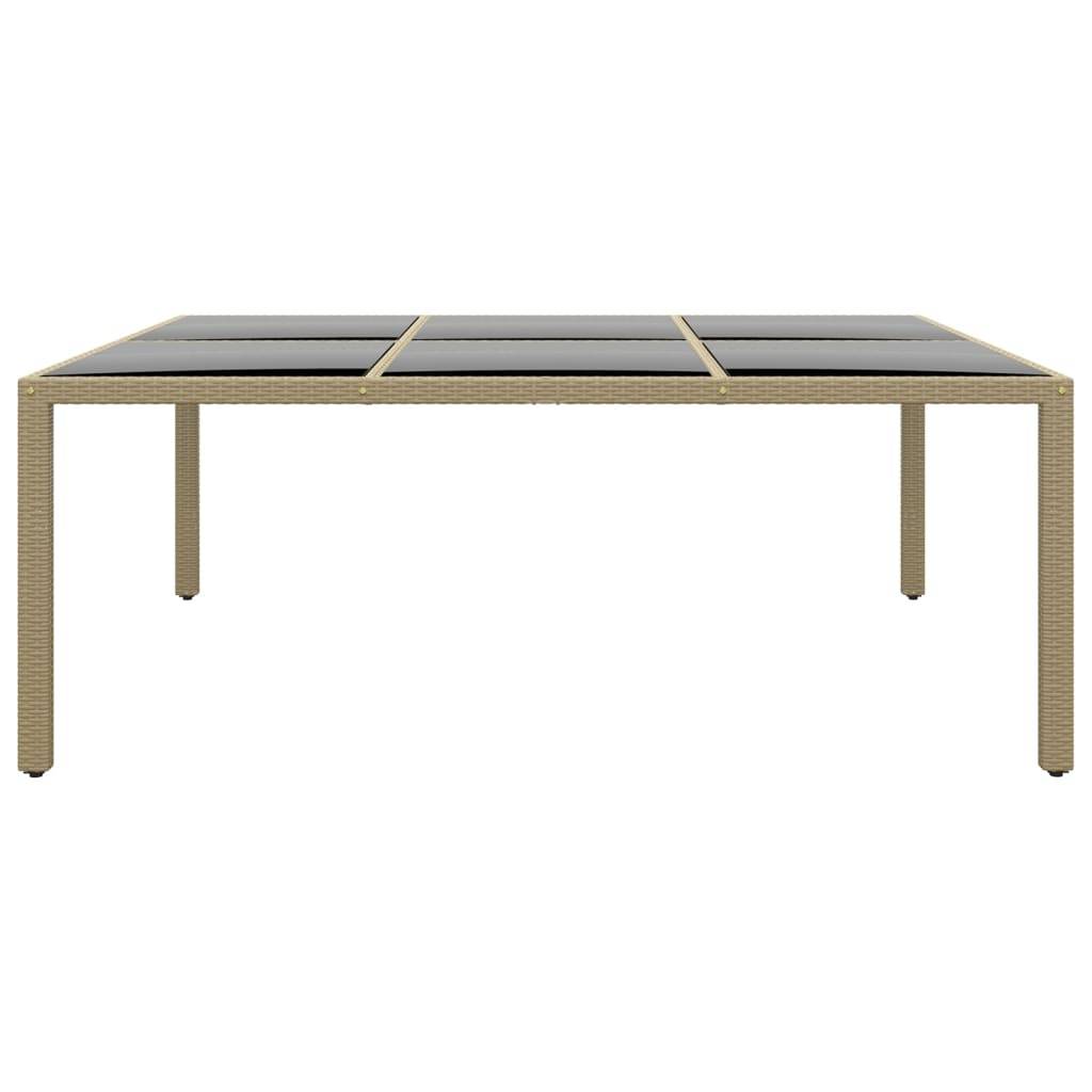 PANGIVO - Table de jardin beige résine tressée et verre trempé 200 x 150 x 75 cm - PANGIVO - Image 2