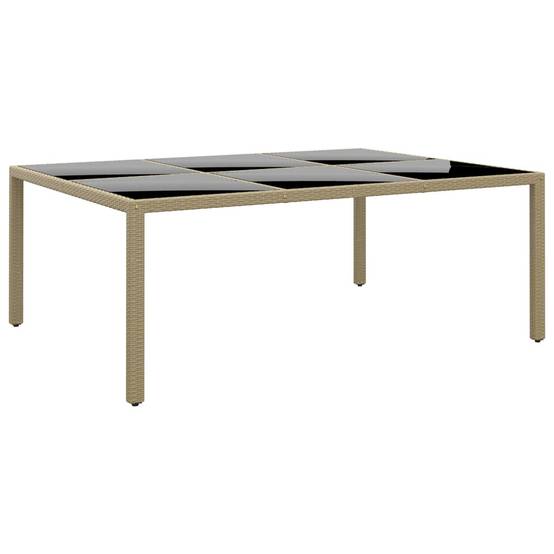 PANGIVO - Table de jardin beige résine tressée et verre trempé 200 x 150 x 75 cm - PANGIVO - Image 1