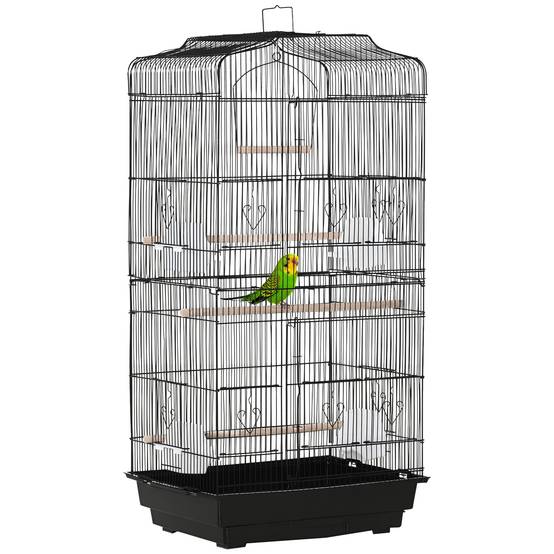 Cage à oiseaux métal noir 46.5 x 35.5 x 92 cm - PANGIVO - Image 1