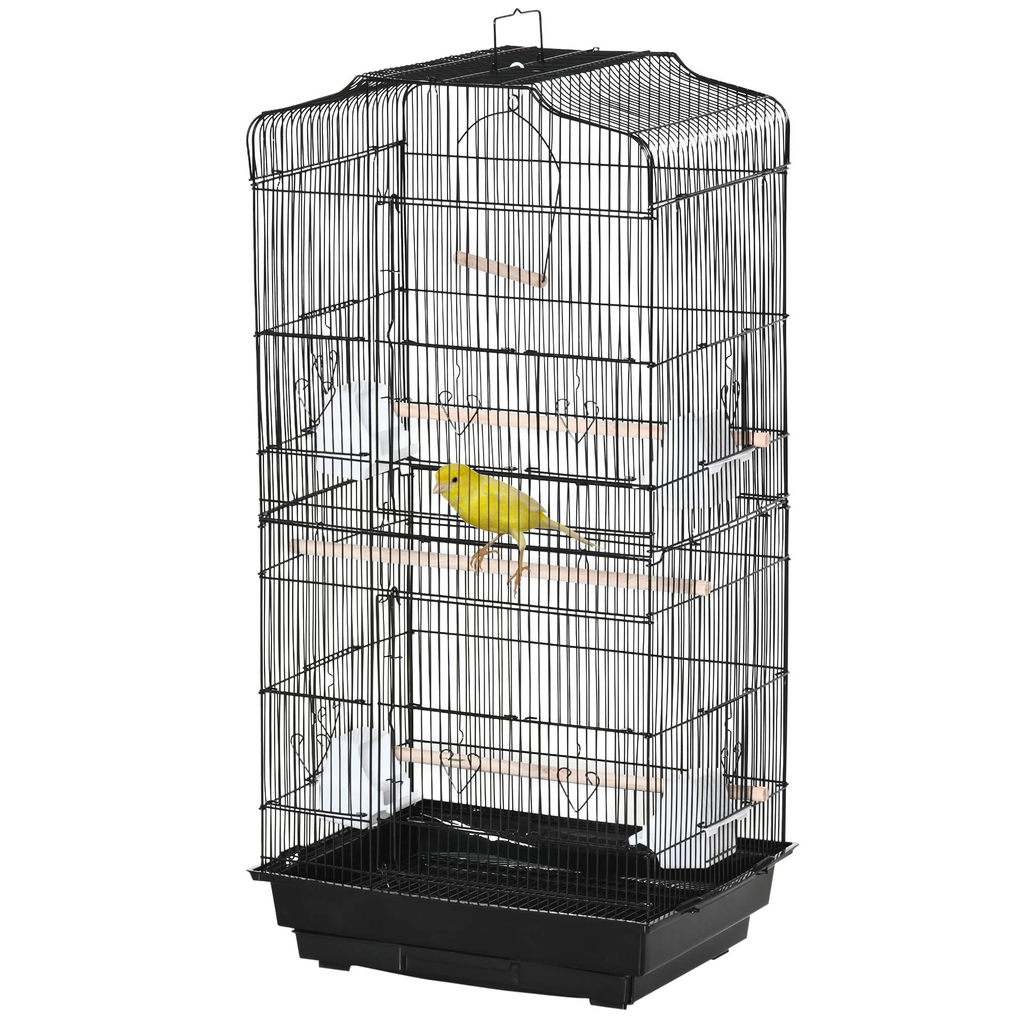 Cage à oiseaux métal noir 46.5 x 35.5 x 92 cm - PANGIVO - Image 2
