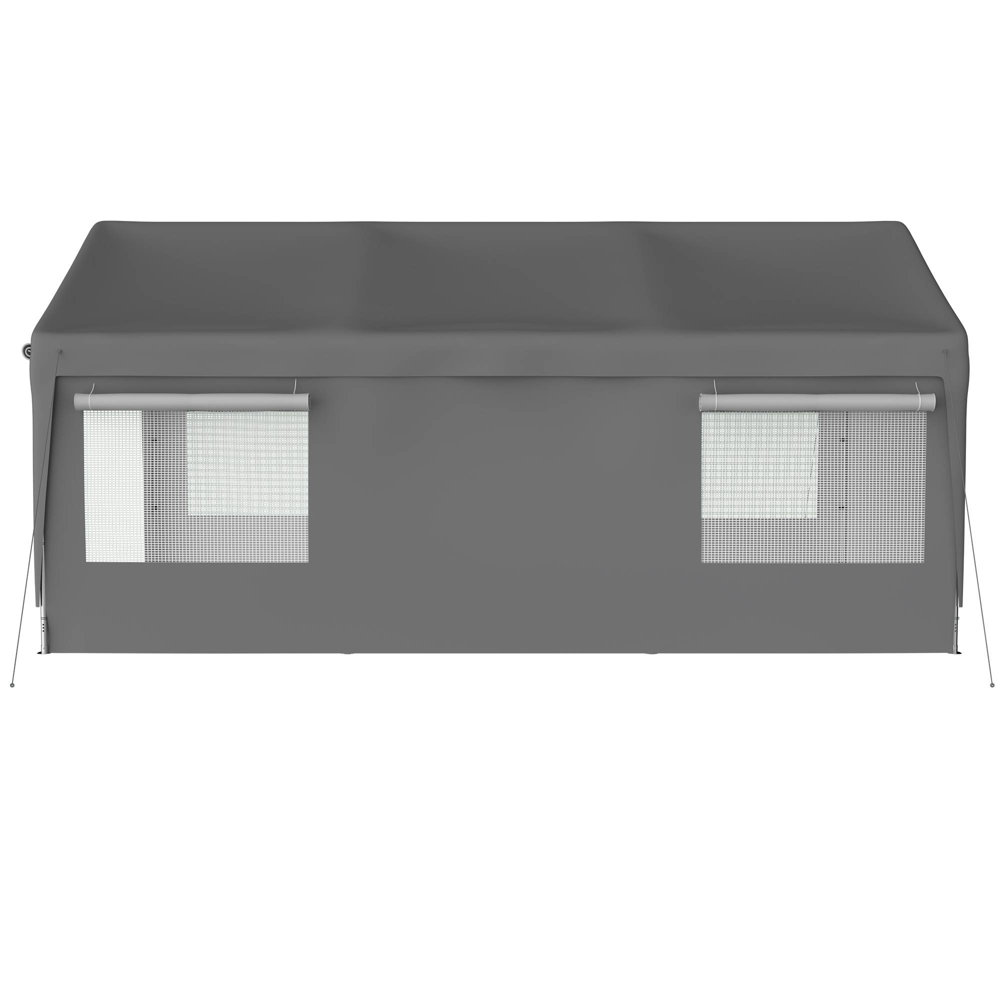 Tente-garage carport 593×311×277 cm, toit amovible, parois et fenêtres, acier galvanisé gris - Image 5