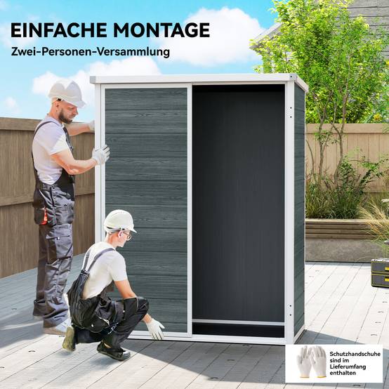 Abri de jardin polypropylène gris 134 x 68,5 x 170 cm - PANGIVO - Image 9