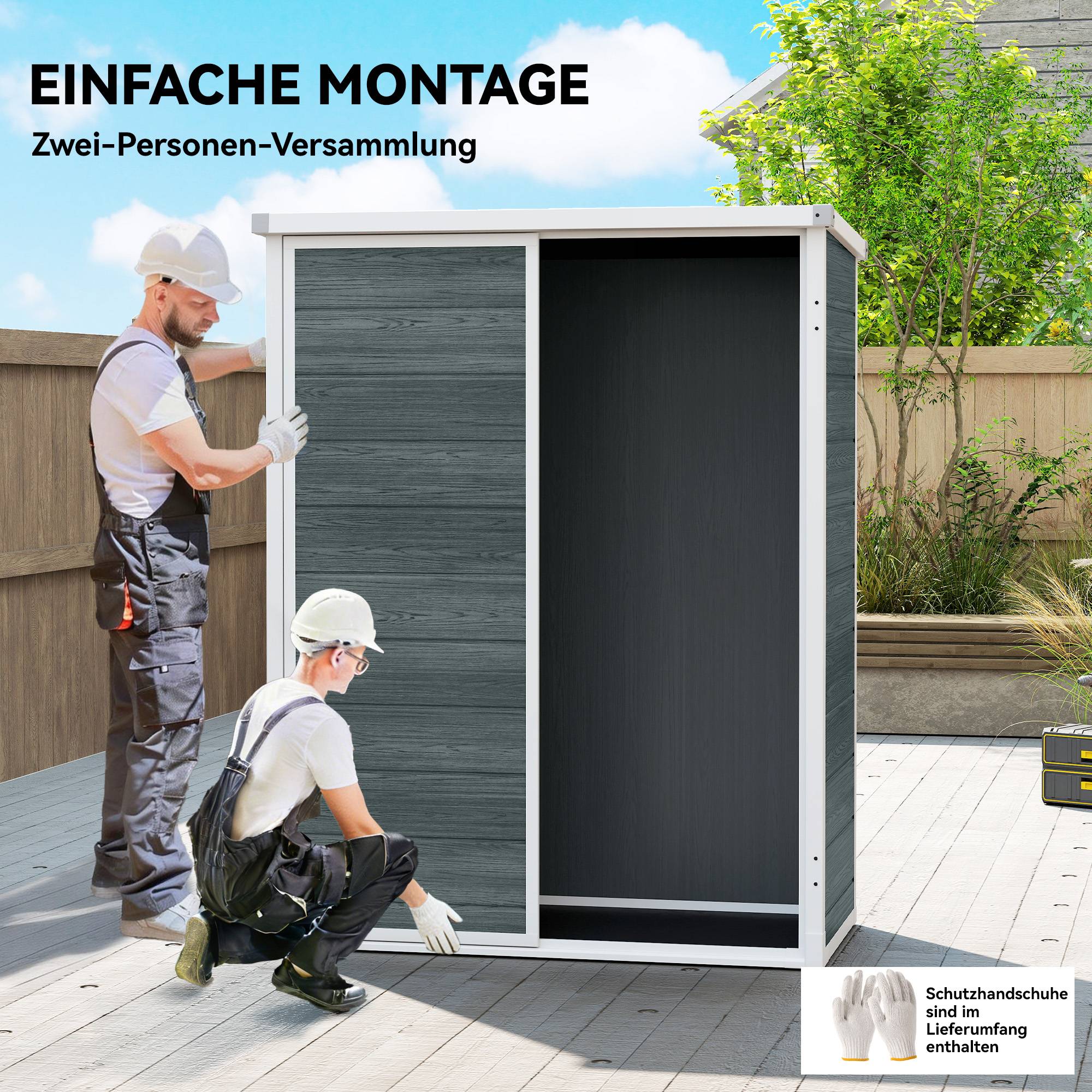 Abri de jardin polypropylène gris 134 x 68,5 x 170 cm - PANGIVO - Image 9