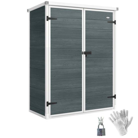 Abri de jardin polypropylène gris 134 x 68,5 x 170 cm - PANGIVO - Image 1