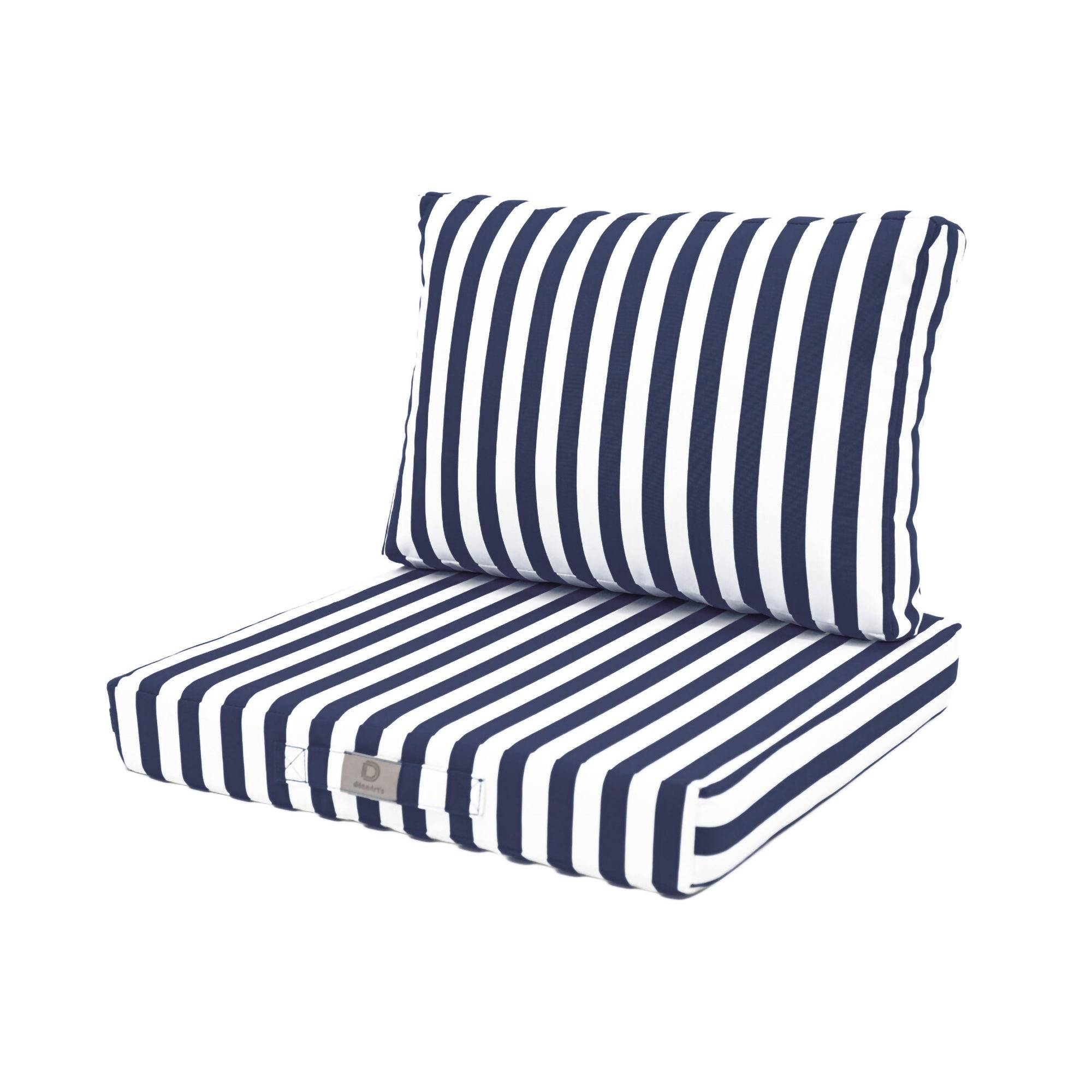 Coussins pour salon de jardin déhoussable 60x60cm Rayure bleu marine - Déco arts - Image 1