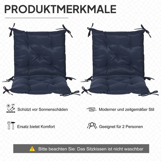 PANGIVO - Coussin d’assise en polyester, bleu foncé, 98 x 50 x 8 cm - PANGIVO - Image 5