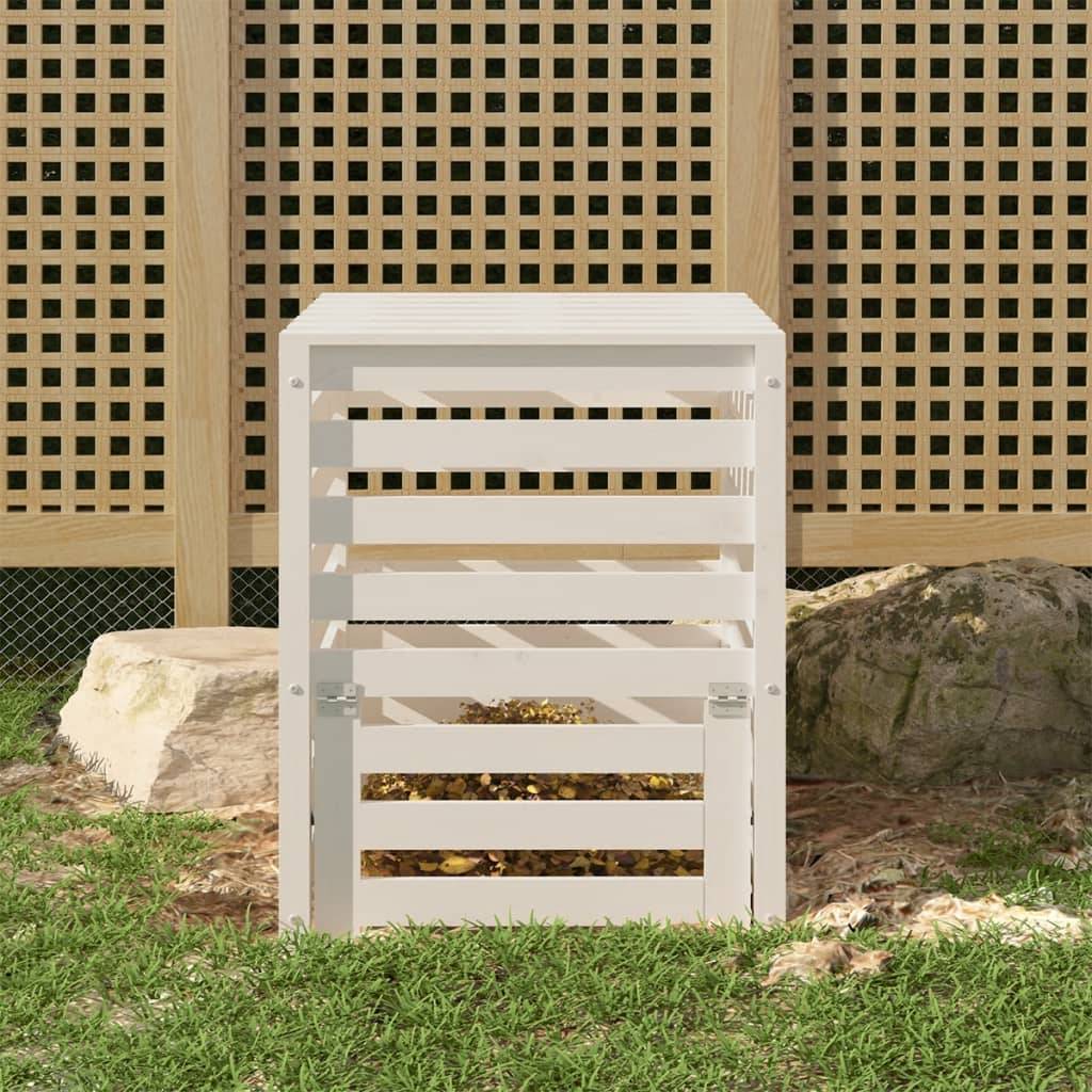 Composteur de jardin bois de pin massif 310L recyclage déchets organique Blanc – ComfortXL Outdoor Living - Image 1