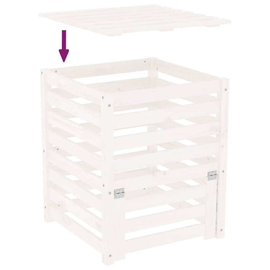 Composteur de jardin bois de pin massif 310L recyclage déchets organique Blanc – ComfortXL Outdoor Living - Image 8