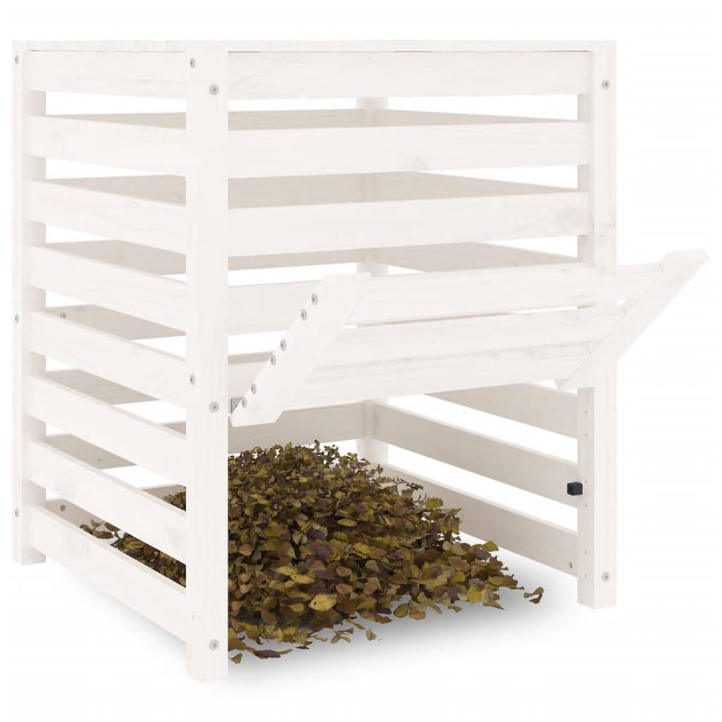 Composteur de jardin bois de pin massif 310L recyclage déchets organique Blanc – ComfortXL Outdoor Living - Image 4