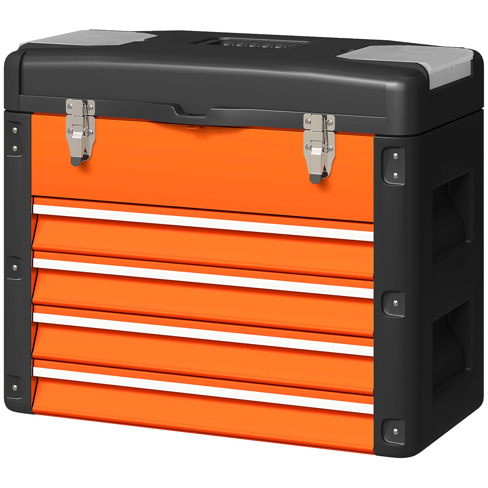 Sans Marque - Boîte à outils vide, 49,7 x 25,3 x 40,7 cm boîte à outils avec 4 tiroirs, mini boîte en acier orange - Image 2